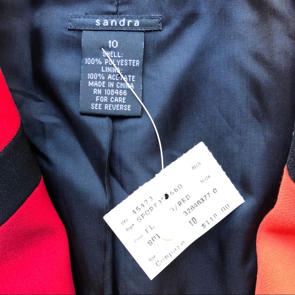 Vintage Sandra Blazer 90s Color Block Long Jacket Pink Orange Red Black - Picture 5 of 14